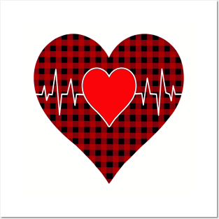 Women’s Striped Plaid Printed Heart Valentine's Day Posters and Art